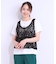 【S-LL/2点セット】大人カジュアルに レースビスチェ+プリントTシャツ