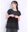 【S-LL/2点セット】程よい甘さをプラス Tシャツ＋チュールトップス