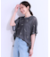 【洗える/S-LL】ゆるっとこなれ見え 総柄プリント シアーTシャツ