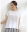 【洗える/S-LL/体型カバー】レース使いが華やか フレンチスリーブコットンTシャツ