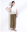 【S-LL/洗濯後しわになりにくい】ゴールドパーツできれい見え 麻調タックワイドパンツ