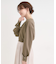 袖タックフェイクパール付きトップス