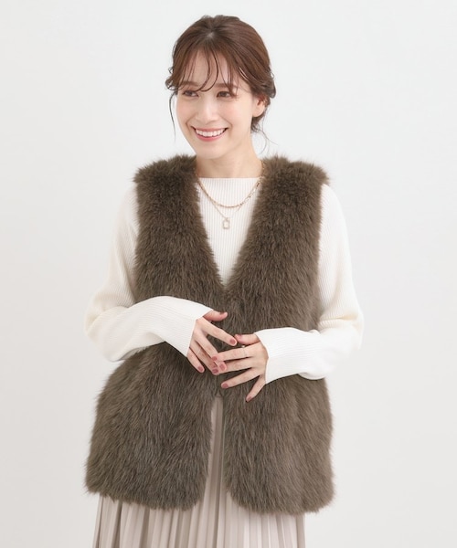 FILA♡【美品❣️】ふわふわフェイクファーのフーディベストＬ 楽天市場】ファー ベスト レディース フェイクファーベスト