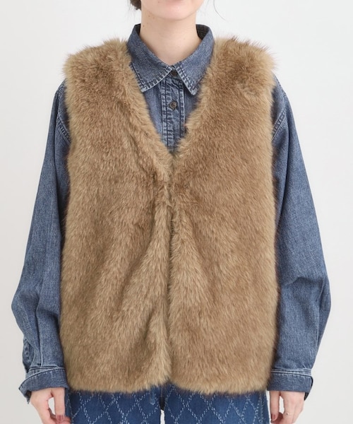 ふわふわフェイクファーベスト｜シューラルーの通販｜&mall