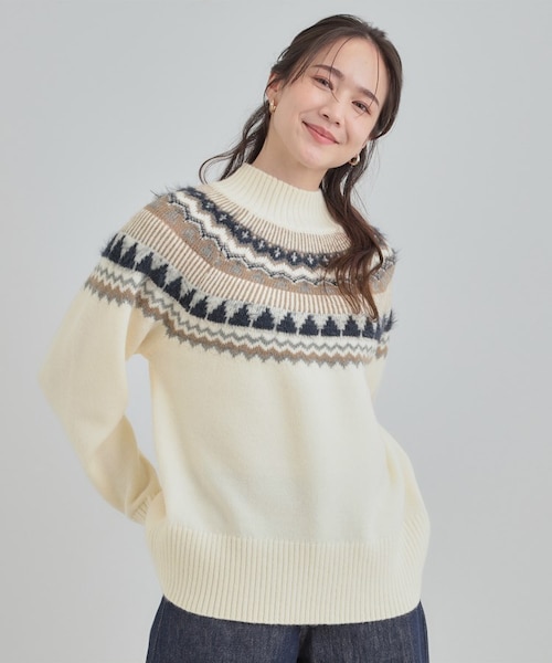 配色が大人かわいい フェアアイル柄求心ニット｜シューラルーの通販