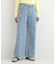 【洗濯機可/S-LL】フラワー刺繍が女性らしさをプラス バギーデニムパンツ