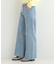 【洗濯機可/S-LL】フラワー刺繍が女性らしさをプラス バギーデニムパンツ