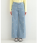 【洗濯機可/S-LL】フラワー刺繍が女性らしさをプラス バギーデニムパンツ