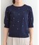 【S-LL】大人かわいい　ドット刺繍5分袖ニット
