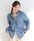 【UV/体型カバー/S-LL】お袖ゴム 柔らかシアーデニムシャツ