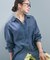 【UV/体型カバー/S-LL】お袖ゴム 柔らかシアーデニムシャツ