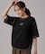 【体型カバー】インせず着られる 配色ステッチロゴTシャツ