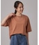 【体型カバー】インせず着られる 配色ステッチロゴTシャツ