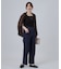 【S-LL/ストレッチ/色落ちしにくいネイビー】脚がまっすぐきれいに見える ワイドストレートデニムパンツ