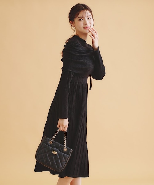 ツインセット》3WAYラメニットワンピース【洗濯機洗い可