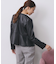 レザー調ストレッチペプラムジャケット【洗える】