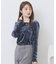 バックシャン小花刺繍ベロアトップス【洗濯機OK】