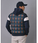 【新レーベル ADABAT NAVY】撥水 タータンチェック中綿ベスト