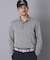 【ADABAT NAVY】トゥースチェックジャカード長袖ポロシャツ