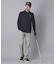 【ADABAT NAVY】トゥースチェックジャカード長袖ポロシャツ