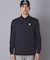 【ADABAT NAVY】トゥースチェックジャカード長袖ポロシャツ