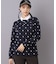 【ADABAT NAVY】モノグラムサッカー長袖ポロシャツ