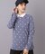 【ADABAT NAVY】モノグラムサッカー長袖ポロシャツ
