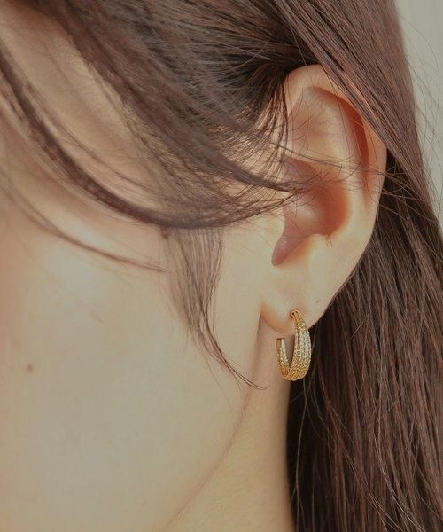 K18ミラーカット7連 フープピアス｜ココシュニックの通販｜&mall