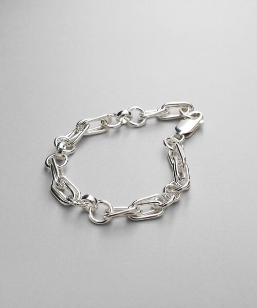 シルバー ミックスチェーン ダブルリンクブレスレット｜ココシュニック