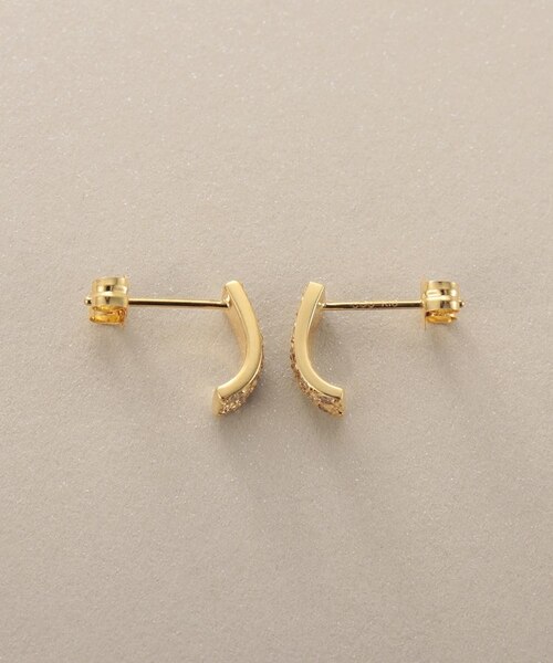 K18ダイヤモンド スクエアカーブライン スタッドピアス｜ココシュ