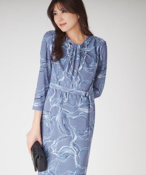 美品⭐️【完売品】クードシャンス 流線柄ワンピース ジャージ素材 洗える 日本製 洗える／日本製／ジャージ素材】流線柄ワンピース｜クードシャンスの