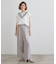 デニムライクベルト付きワイドパンツ
