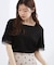 【二の腕カバー】袖口シアースクエアネックTシャツ