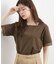 【二の腕カバー】袖口シアースクエアネックTシャツ