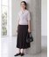スカーフ柄ボウタイ五分袖ニットプルオーバ―