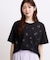 フラワーモチーフスパンコールTシャツ