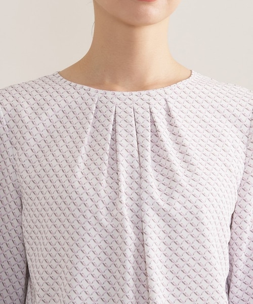 セレモニー／洗える／透けにくい】ダイヤ柄プリントブラウス