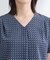 【洗える／UVケア】幾何学柄＆無地 タックVネック 半袖ブラウス