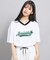 【接触冷感】Vネック衿付きアップリケビッグTシャツ