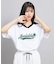 【接触冷感】Vネック衿付きアップリケビッグTシャツ