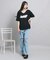 【接触冷感】Vネック衿付きアップリケビッグTシャツ