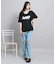 【接触冷感】Vネック衿付きアップリケビッグTシャツ