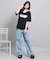 【接触冷感】Vネック衿付きアップリケビッグTシャツ