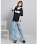 【接触冷感】Vネック衿付きアップリケビッグTシャツ