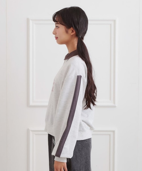 ミニ裏カレッジ衿付きハーフZIPプルオーバー｜ピンクラテの通販｜&mall