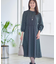 【きちんと見え／通勤／セレモニーにおすすめ◎】ドット×ダイヤ柄ワンピース