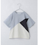 【110－160】斜め切替配色Tシャツ/洗濯機OK