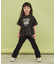 【110-150】シャーリングロゴTシャツ/ママとおそろい・洗濯機OK