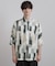 【今、売れています。】アブストラクトドルマンとろみシャツ/さらっとタッチ/ドレープ/美シルエット/総柄シャツ/モード