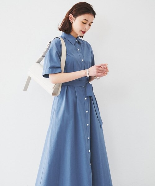コットン100／前開き／夏ワンピ】ロングシャツワンピース｜アン